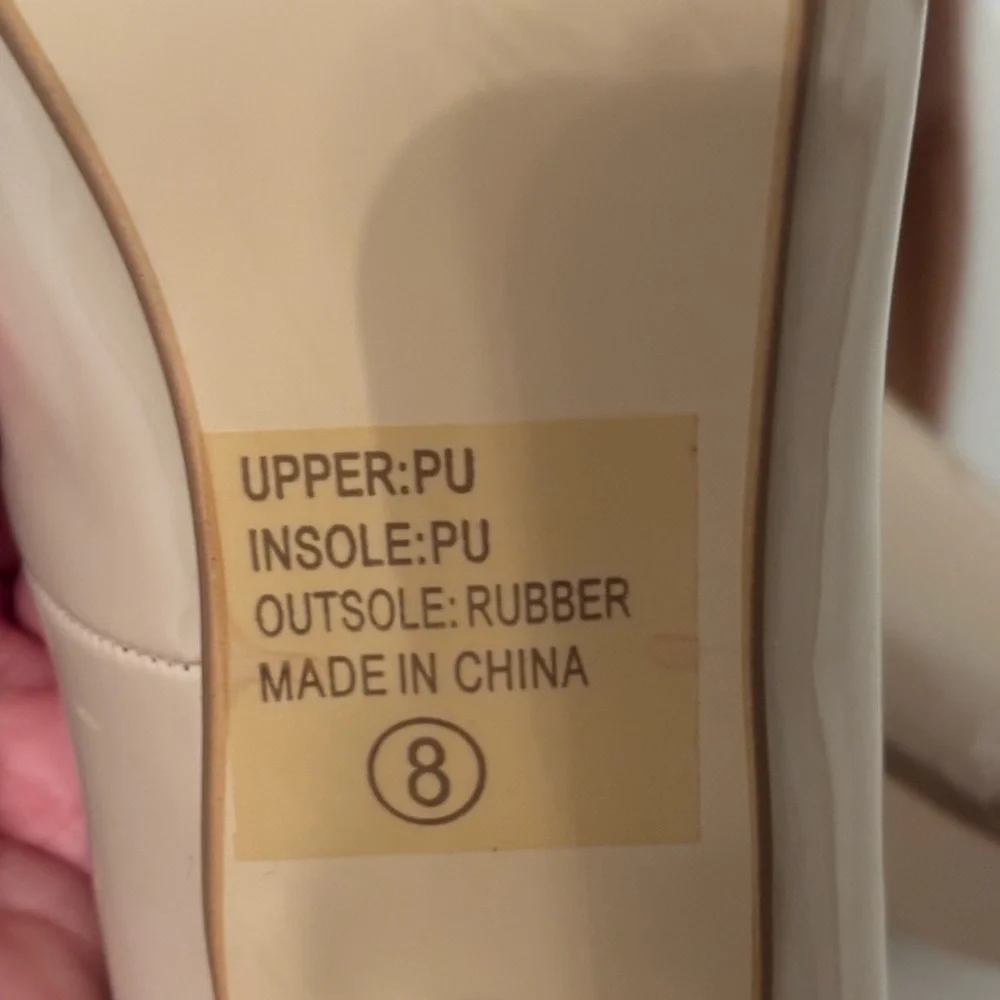 JG Beige Patent Peep Toe High Heels Size 8